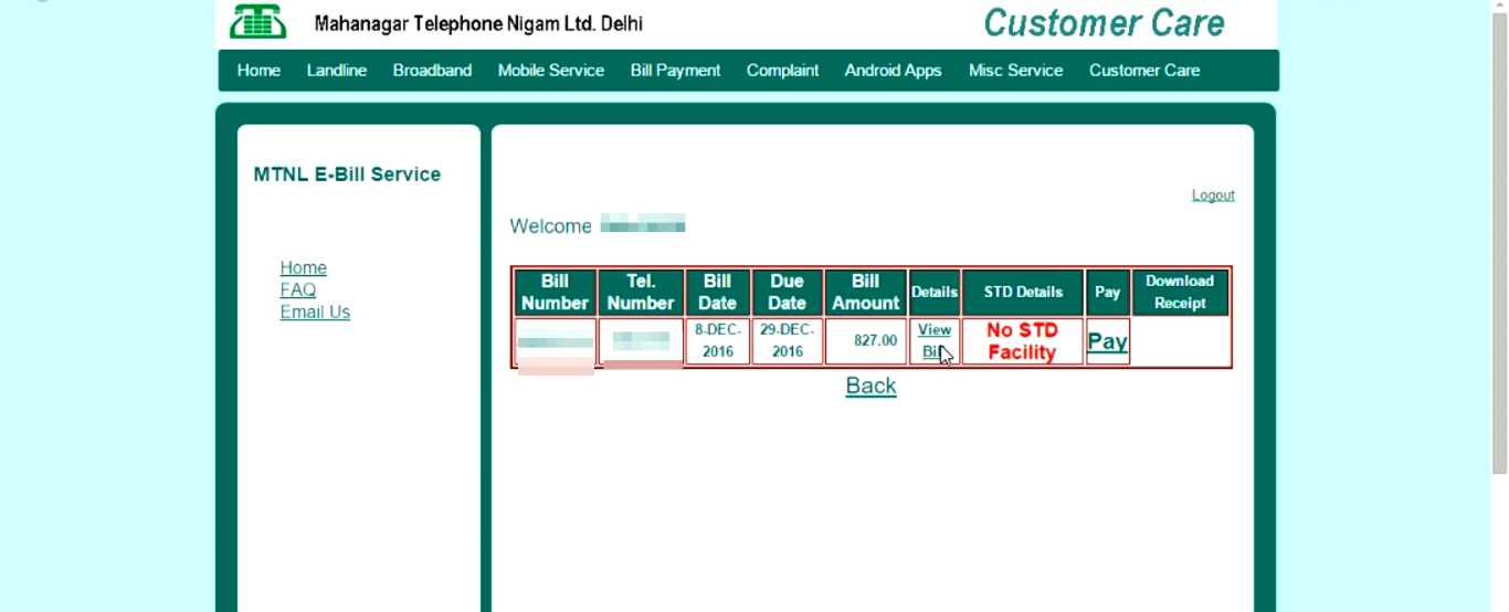 MTNL Website