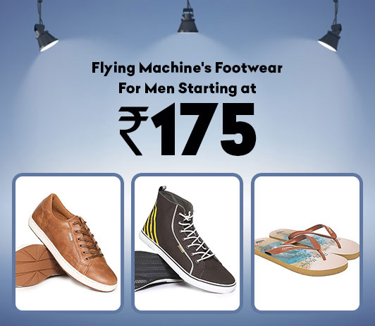 Flying Machine's Footwear For Men Starting At Rs.175/- Flying Machine's Footwear For Men Starting At Rs.175/-