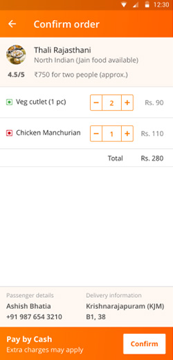 Select the vendor and items from the menu
