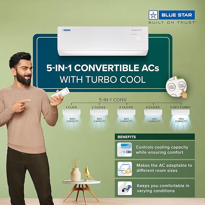Blue Star 1 Ton 5 Star Inverter Split AC (2023 Model)