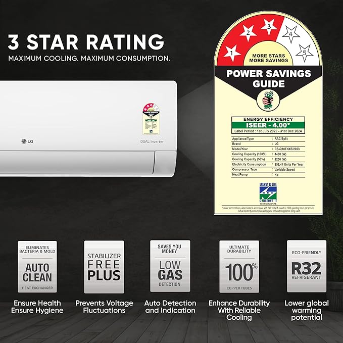 LG 1.5 Ton 3 Star Hot & Cold DUAL Inverter Split AC (2023 Model)