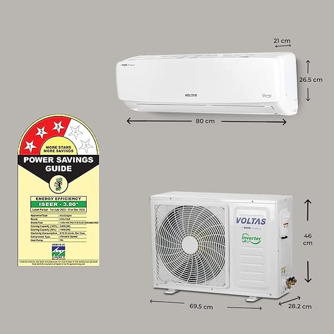 Voltas 1 Ton 5 Star Inverter Split AC (2023 Model)