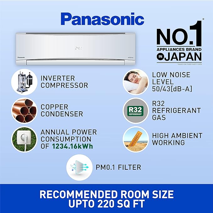 Panasonic 2 Ton 3 Star Wi-Fi Inverter Smart Split AC | CS/CU-SU24YKYWA | 2023 Model | White