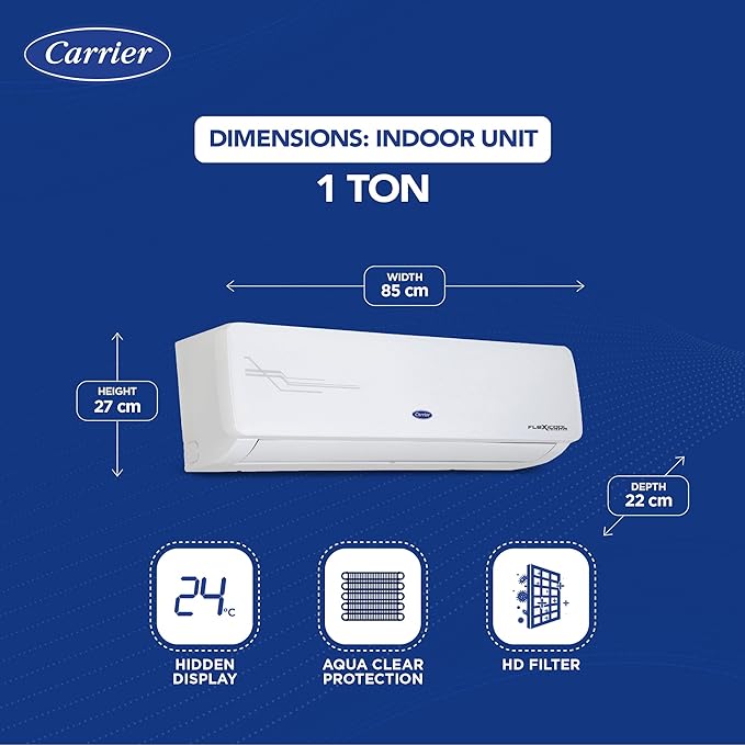 Carrier 1 Ton 3 Star AI Flexicool Inverter Split AC Copper | Convertible 6-in-1 Cooling | Dual Filtration with HD &PM 2.5 Filter | Auto Cleanser | 2024 Model | ESTER NEO+ Exi | CAI12ER3R34F0 | White