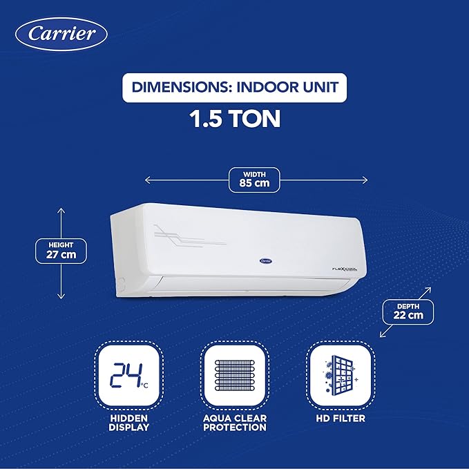 Carrier 1.5 Ton 3 Star AI Flexicool Inverter Split AC Copper | Convertible 6-in-1 Cooling | High Density Filter | Auto Cleanser | 2024 Model | ESTER NEO Exi+ | CAI18ER3R34F0 | White