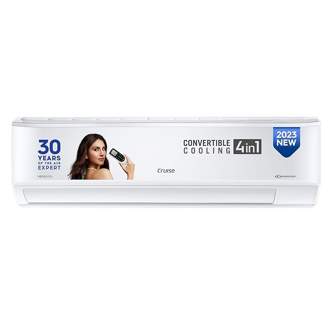 Cruise 1.5 Ton 3 Star Inverter Split AC with 7-Stage Air Filtration 100% Copper | Convertible 4-in-1 | PM 2.5 Filter | 2024 Model | CWCVBK-VQ1W173 | White