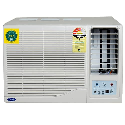 Carrier 1Ton 3 Star Window Fixed Speed AC | Copper | Dust Filter &Turbo Mode | 2024 Model | Estrella Ex | CAW12EC3R34F0 | 1050 W | White