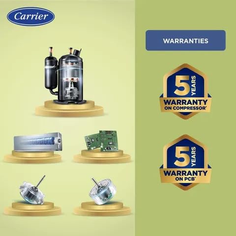 Carrier 2 Ton 3 Star Window Fixed Speed AC | Copper | Dust Filter &Turbo Mode | 2024 Model | Estrella Ex | CAW24EC3R32F0 | 1875 W | White