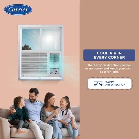 Carrier 2 Ton 3 Star Window Fixed Speed AC | Copper | Dust Filter &Turbo Mode | 2024 Model | Estrella Ex | CAW24EC3R32F0 | 1875 W | White