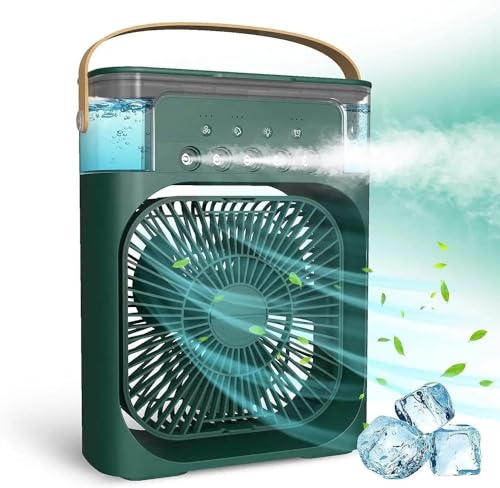 CTRL Portable Ac Mini Cooler Fan for Room Cooling Rechargeable Fan Portable Ac for Home Portable Air Conditioners | Mini Humidifier Purifier Heavy Flat Squeeze | 10 W | Multicolor