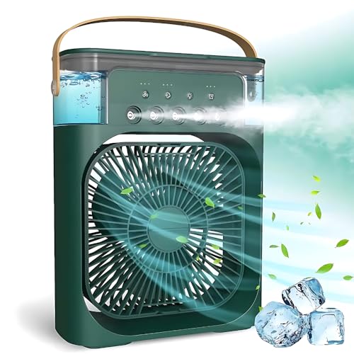 Drumstone Personal Air Cooler | Portable Air Conditioner Fan | Mini Evaporative Cooler with 7 Colors LED Light | 3 Wind Speeds and 3 Spray Modes | Assorted Color