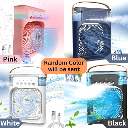 Drumstone Personal Air Cooler | Portable Air Conditioner Fan | Mini Evaporative Cooler with 7 Colors LED Light | 3 Wind Speeds and 3 Spray Modes | Assorted Color