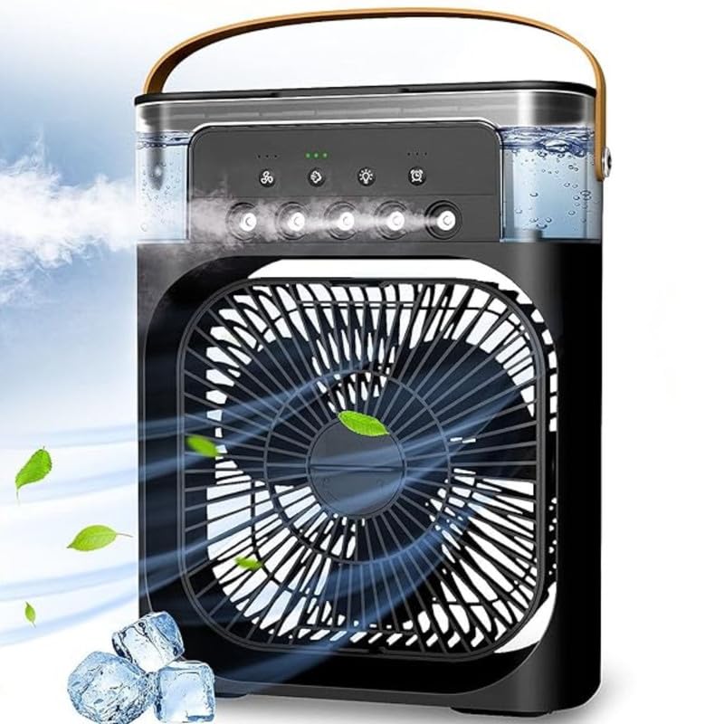 Drumstone Portable Air Conditioner Fan | Mini Evaporative Air Cooler | 1/2/3 H Timer | 3 Wind Speeds and 3 Spray Modes | Black