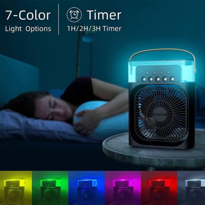 Drumstone Portable Air Conditioner Fan | Mini Evaporative Air Cooler | 1/2/3 H Timer | 3 Wind Speeds and 3 Spray Modes | Black