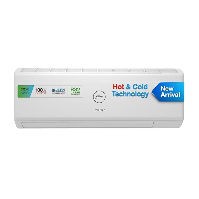 Godrej 1.5 Ton 3 Star | Hot &Cold | Inverter Split AC (Copper | Anti-Freeze Thermostat | Twin Rotary Compressor | 2024 Model | AC 1.5T SIH 18ITC3-WWS) 1590 W | White