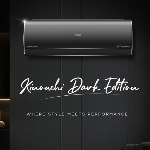 Haier Dark Edition 1.5 Ton 5 Star Heavy Duty Wi-Fi Hexa Inverter Smart Split AC (5460W | 7 in 1 Convertible | HD Filter | HSU19K-PZFB5BN-INV) 2024 Model | Black