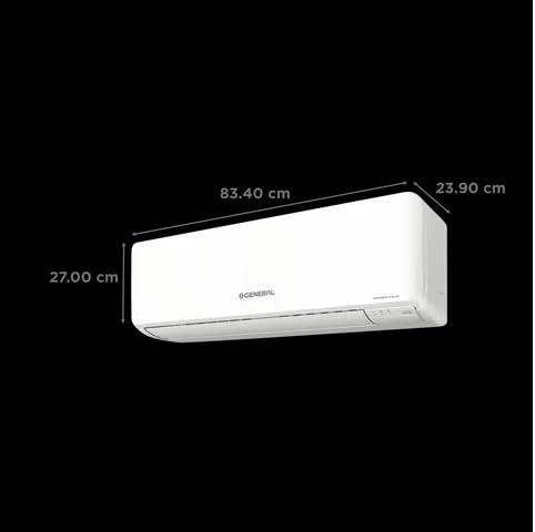 O General 1 Ton 3 Star Inverter Split AC With Coanda Airflow 10M | Anti Bacterial Filter | (Copper Condenser | ASGG12CPAA-B) | 1220 W | White