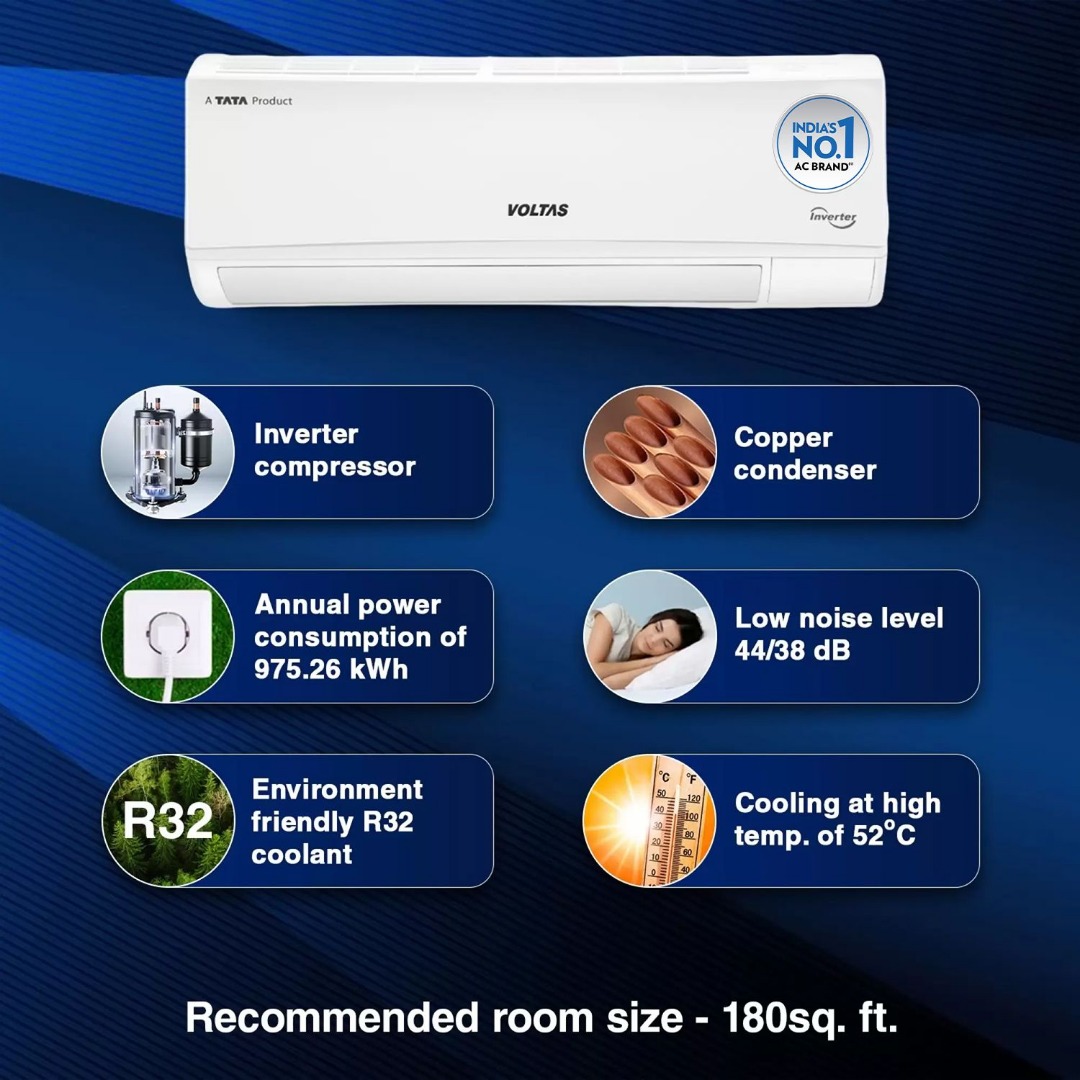 Voltas 1.5 Ton 3 Star Split Inverter AC - White