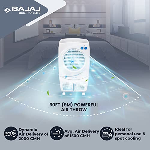 Bajaj PX 97 Torque New 36L Personal Air Cooler with Honeycomb Pads, White