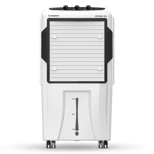 Crompton Optimus 100 Litre Inverter Compatible and Portable Desert Air Cooler with Wide Angle Air Throw, White