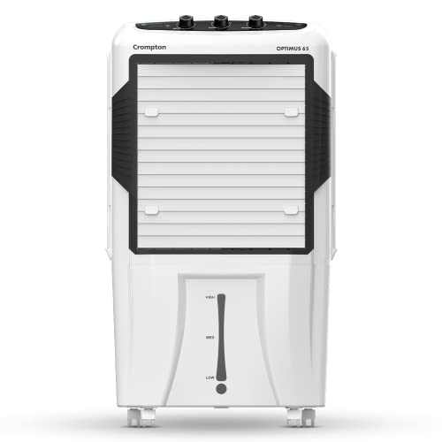 Crompton Optimus 65 Litre Inverter Compatible and Portable Desert Air Cooler with Wide Angle Air Throw, White