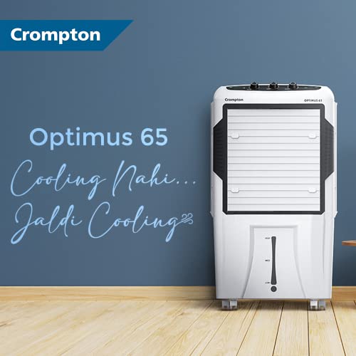 Crompton Optimus 65 Litre Inverter Compatible and Portable Desert Air Cooler with Wide Angle Air Throw, White