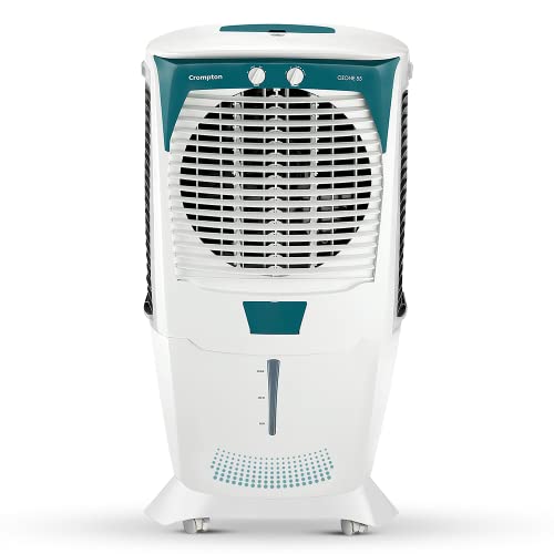 Crompton Ozone Desert Air Cooler 55L, with Everlast Pump, White and Teal