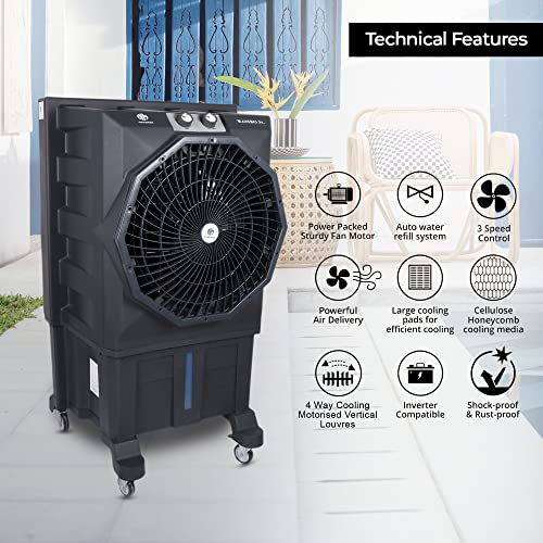 Novamax Rambo Jr 75 L Desert Air Cooler With Anti-Bacterial Honeycomb Cooling Pads