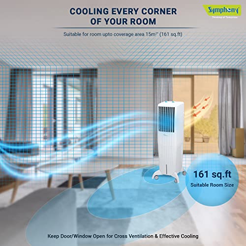 Symphony Diet 35T Personal Tower Air Cooler for Home, 35L, White