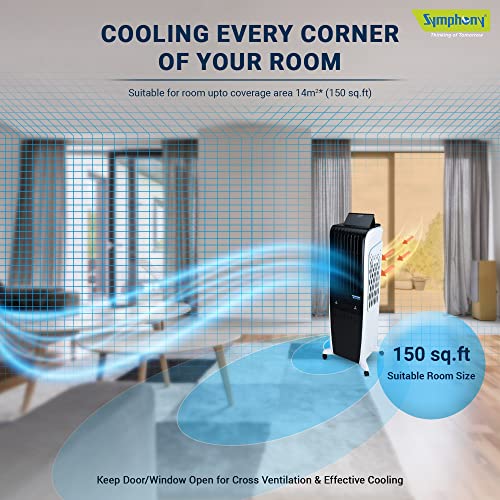 Symphony Diet 3D 30i Portable Tower Air Cooler For Home with 3-Side Honeycomb Pads