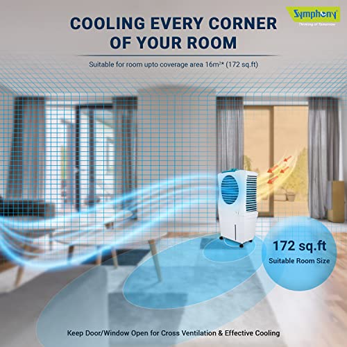 Symphony Ice Cube 27 Personal Air Cooler For Home with Powerful Fan, 27L, White