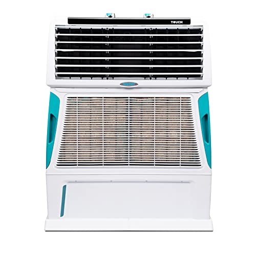Symphony Touch 55 Personal Air Cooler For Home with 4-Side Aspen Pads, 55L, White