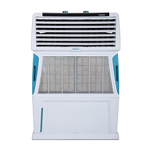 Symphony Touch 80 Personal Air Cooler For Home with 4-Side Aspen Pads, 80L, White