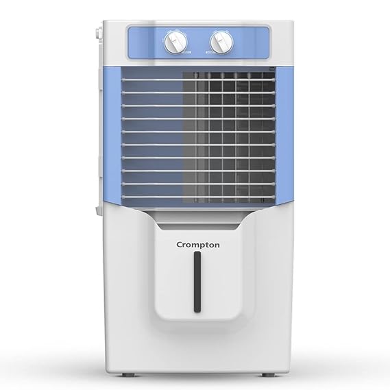 Crompton Ginie Neo Table-Top Personal Air Cooler- 10L; with 4-Way Air Deflection and High Density Honeycomb pads | White &Blue
