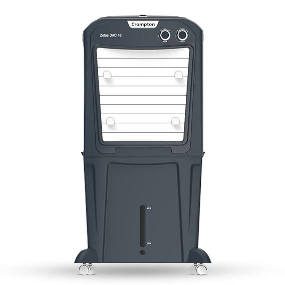 Crompton Zelus DAC Desert Air Cooler- 43L | with Everlast Pump | 4-Way Air Deflection and Honeycomb Pads ACGC-ZELUSDAC43 | Grey
