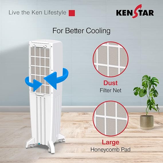Kenstar Glam 50 litres Honeycomb Tower Cooler | White