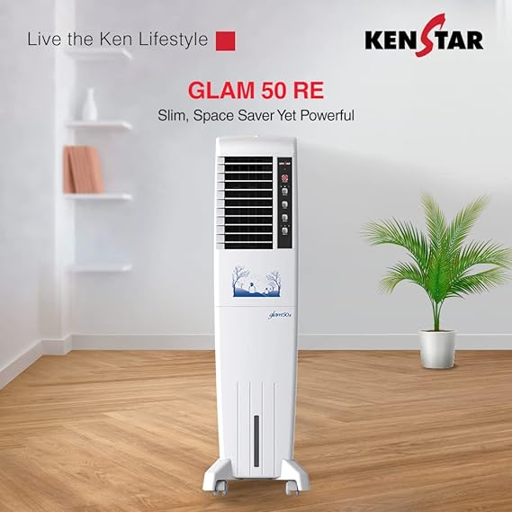 Kenstar Glam 50 litres Honeycomb Tower Cooler | White