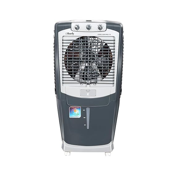 BURLY CoolAir Pro 75 LTR Desert Portable Cooler with Anti Bacterial Honeycomb | Auto Refill Powerfull Motor with Auto Swing and 3 Speed Control | Grey