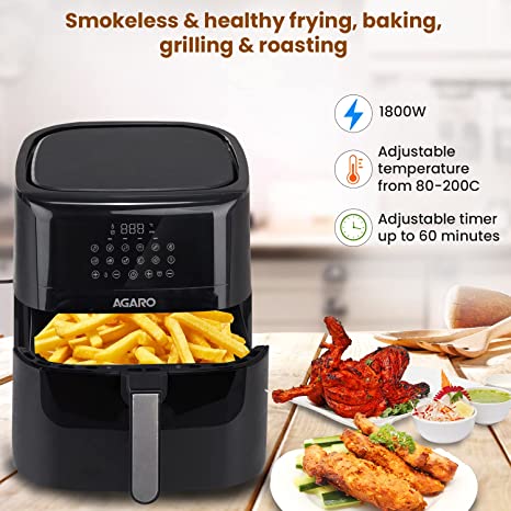 AGARO Elegant Stainless Steel Air Fryer, 65ltr