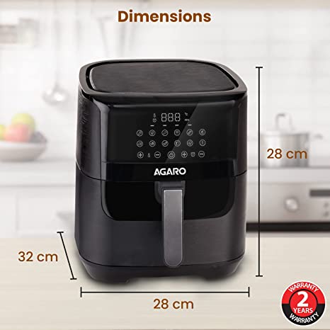 AGARO Elegant Stainless Steel Air Fryer, 65ltr