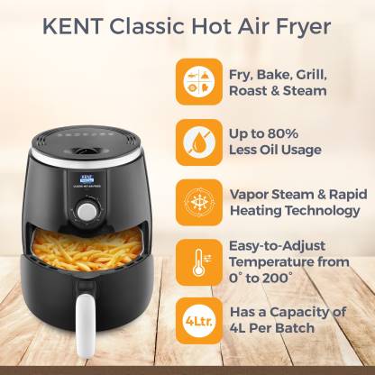 KENT 16096 1300 W Classic Hot Air Fryer, 4L