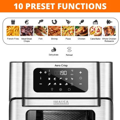 INALSA Air Fryer Oven Aero Crisp with 12L Capacity