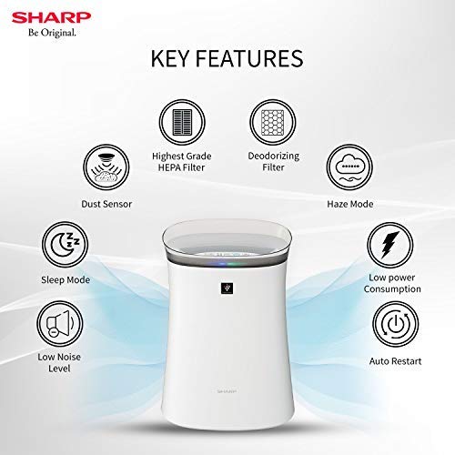 SHARP Room Air Purifier FP-F40E-W with Plasmacluster Ion Technology