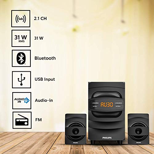 Philips Audio MMS2625B 38 W 2.1 Channel Wireless Wired Multimedia Computer Speaker