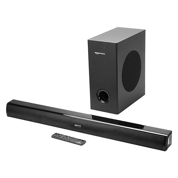amazon basics Soundbar with Wired Subwoofer | 150W RMS