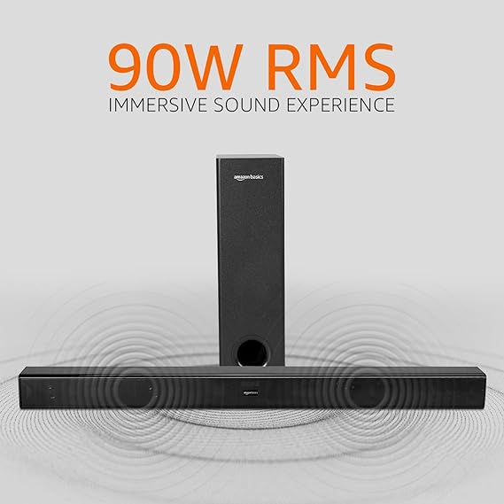 Amazon Basics 90W Bluetooth Soundbar with Wired Subwoofer