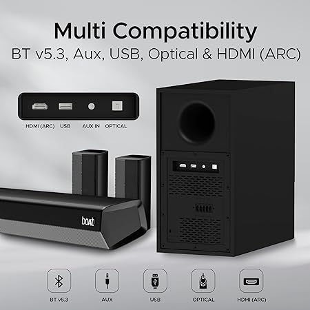 boAt Aavante Bar 3600 Bluetooth Soundbar w/ 500W RMS Signature Sound | 5.1 Channel Surround Sound | BTv5.3