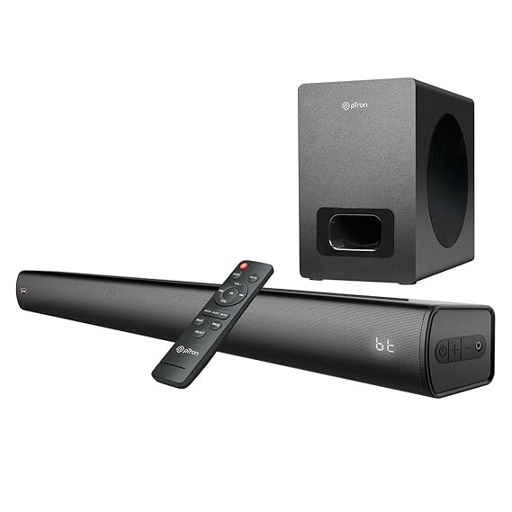 pTron Newly Launched Jazz Pro 120W Soundbar with Wired Subwoofer for TV | 2.1 CH