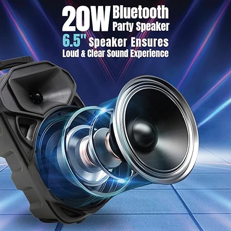 pTron Fusion Maxx V2 20W Bluetooth Wireless Party Speaker with Wired Karaoke Mic