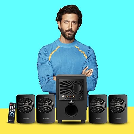 ZEBRONICS Zeb-Sunshine 60W 4.1 Multimedia Speaker with Bluetooth Supporting | USB | mSD | AUX | FM and Remote Control